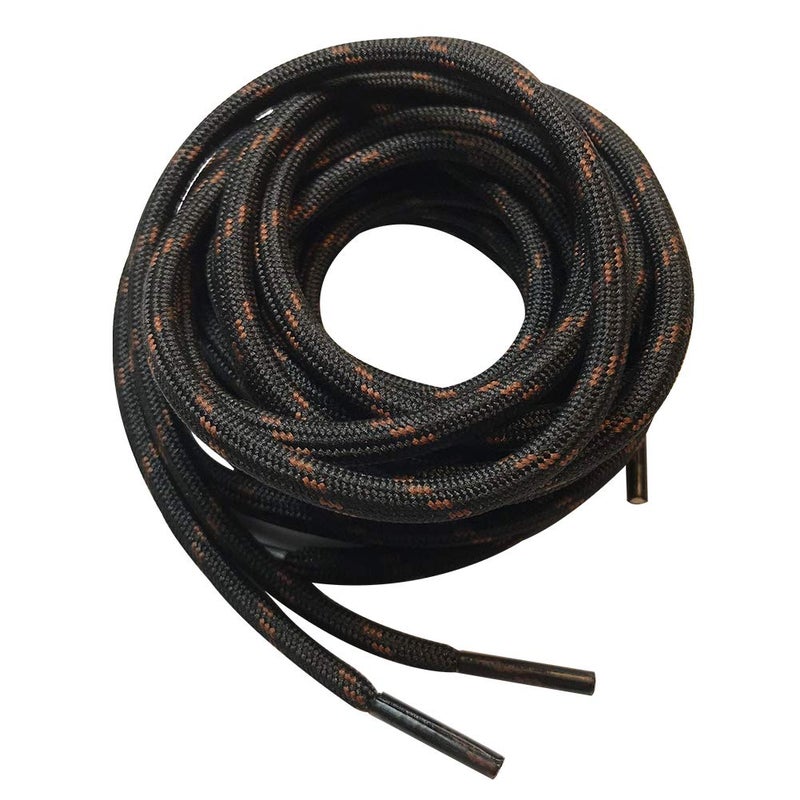 bq B&Q 3 pairs Heavy duty round boot laces shoelaces for hiking walking construction safety work boots shoes (63"(160cm), Black/Red Spot) - Image 1
